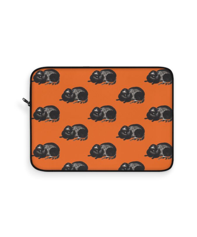 Black Cat Laptop Sleeve - Orange