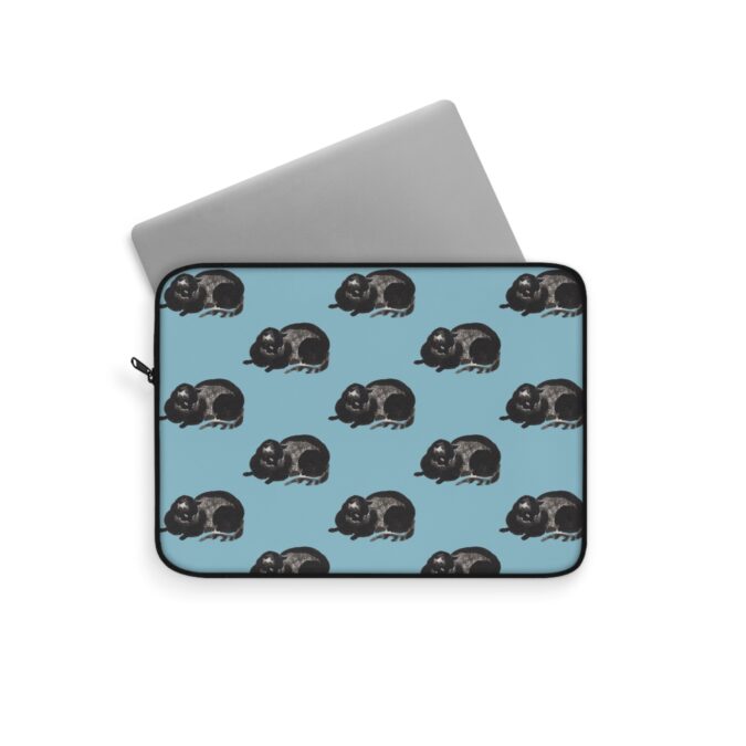 Black Cat Laptop Sleeve - Pale Blue - Image 2