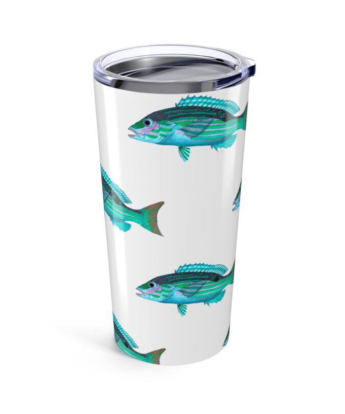 Patterned Prion Tumbler - Aqua on White
