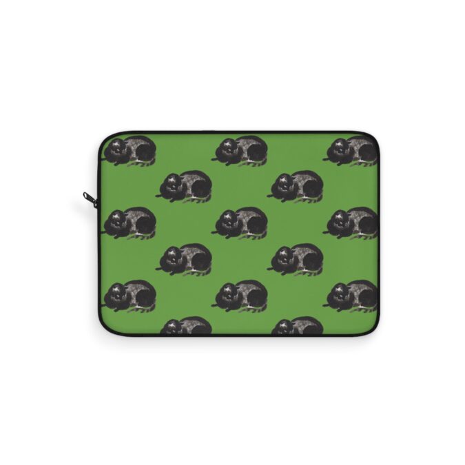 Black Cat Laptop Sleeve - Green