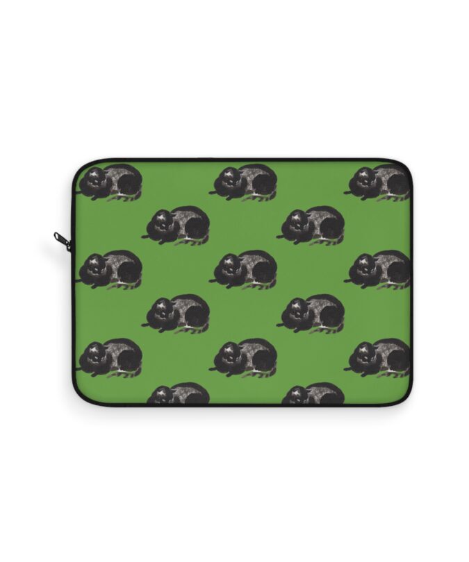 Black Cat Laptop Sleeve - Green