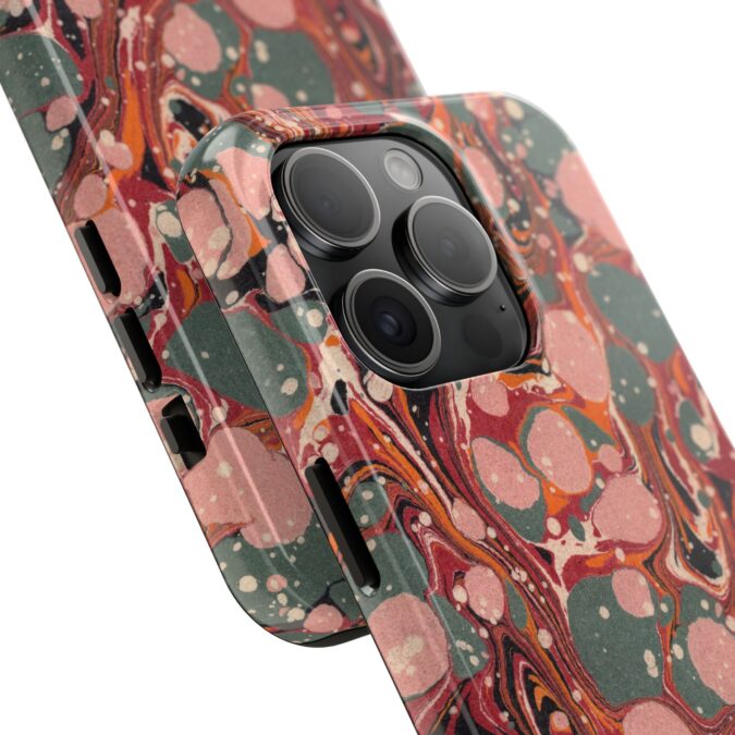 Marbled Paper Phone Case - Pale Pink & Moss Green - Image 58