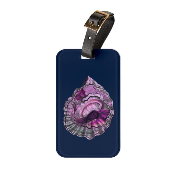 Pink Oyster Shell Luggage Tag - Navy