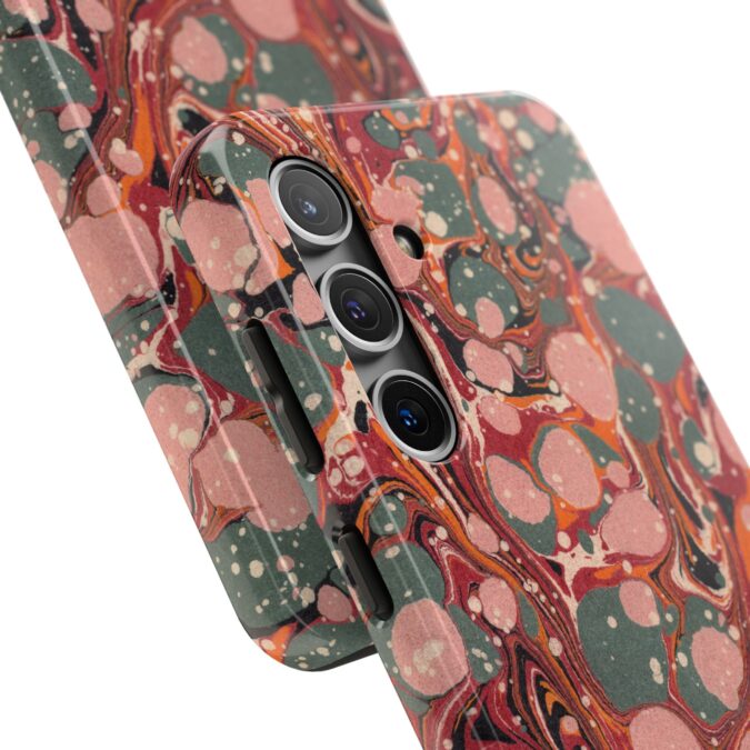 Marbled Paper Phone Case - Pale Pink & Moss Green - Image 82