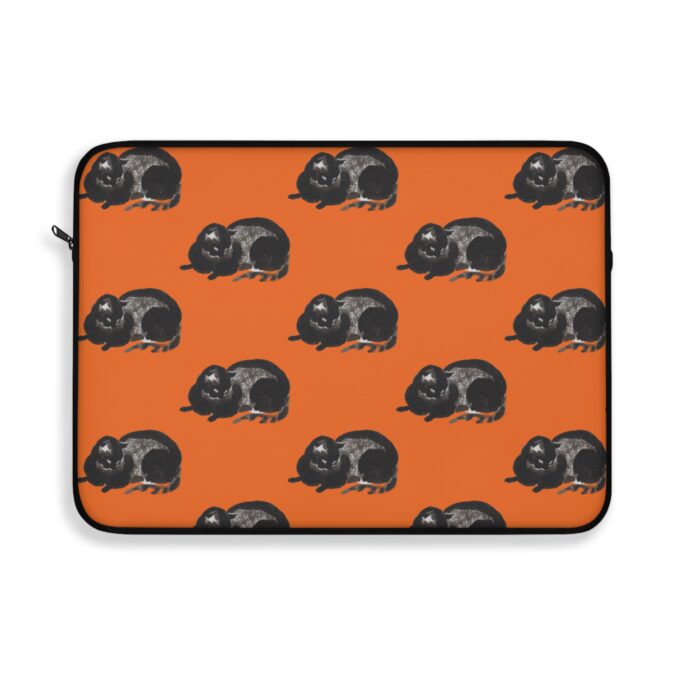 Black Cat Laptop Sleeve - Orange - Image 7