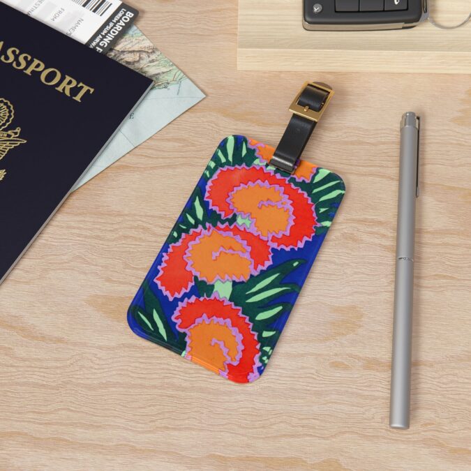 Orange & Red Floral Abstract Luggage Tag - Image 4
