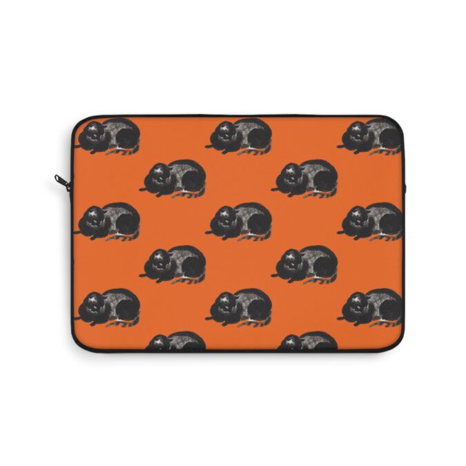 Black Cat Laptop Sleeve - Orange - Image 4