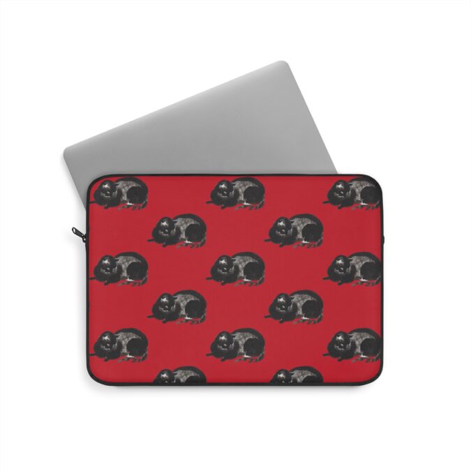 Black Cat Laptop Sleeve - Red - Image 5
