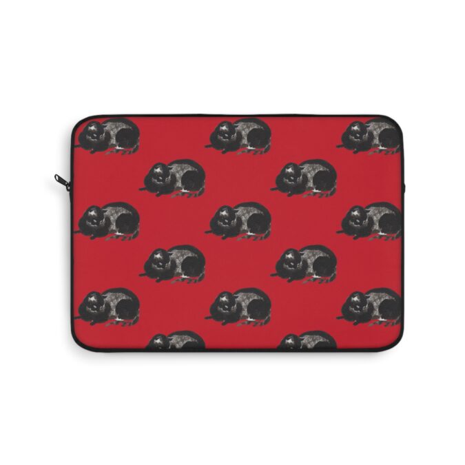 Black Cat Laptop Sleeve - Red - Image 4