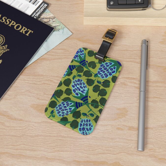 Blue & Green Floral Abstract Luggage Tag - Image 4