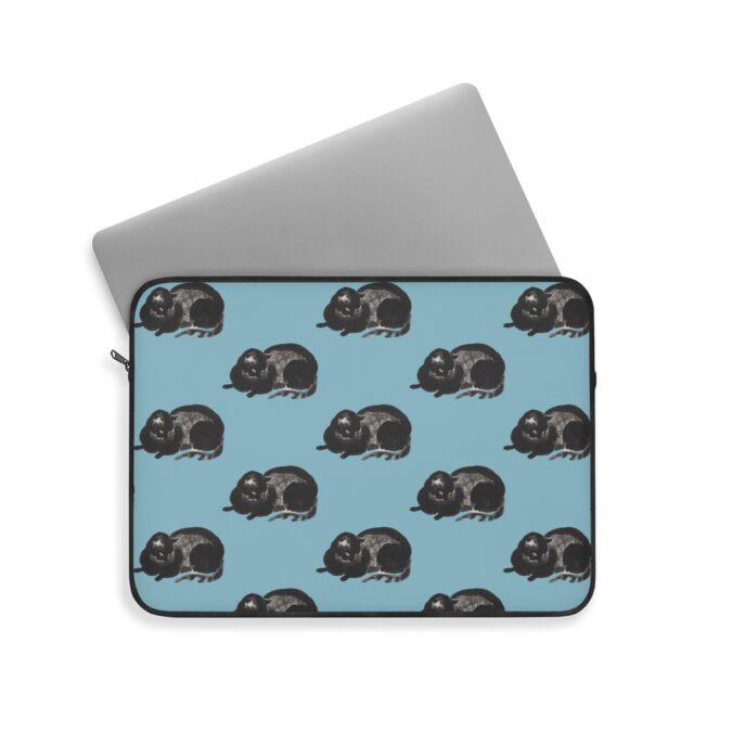 Black Cat Laptop Sleeve - Pale Blue - Image 8