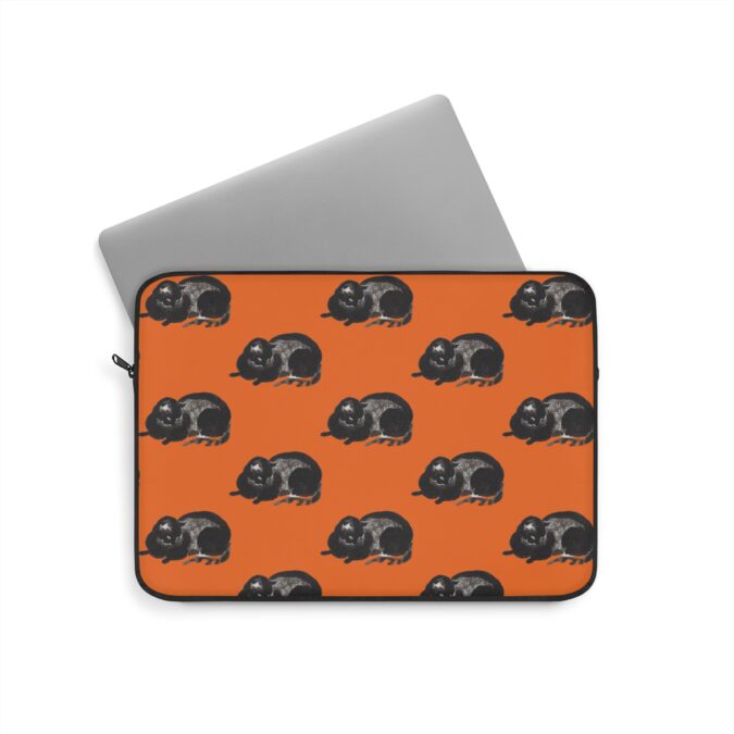 Black Cat Laptop Sleeve - Orange - Image 5