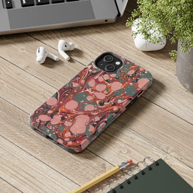 Marbled Paper Phone Case - Pale Pink & Moss Green - Image 52