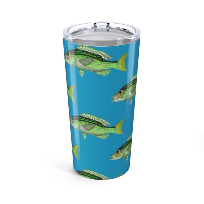 Patterned Prion Tumbler - Lime Green on Turquoise - Image 2