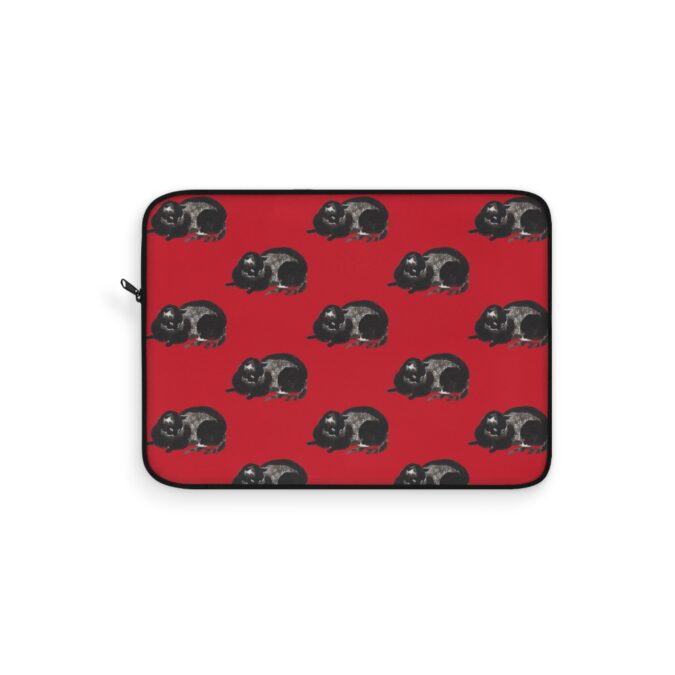 Black Cat Laptop Sleeve - Red