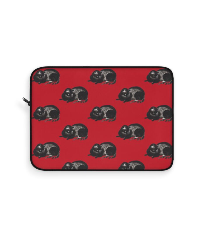 Black Cat Laptop Sleeve - Red
