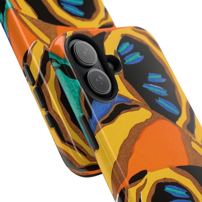 Orange, Black & Blue Abstract Phone Case - Image 79