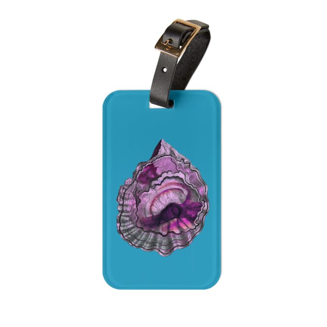Pink Oyster Shell Luggage Tag - Turquoise