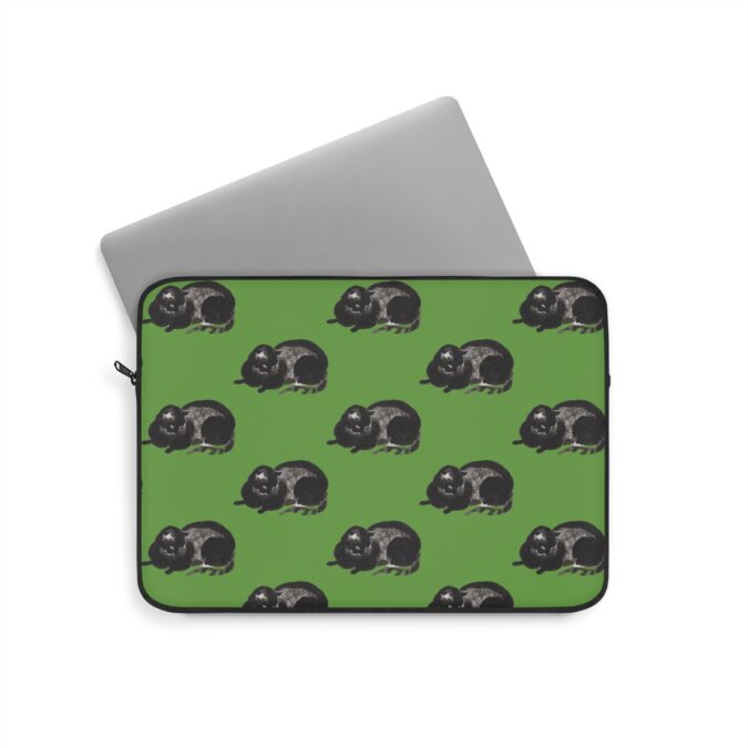Black Cat Laptop Sleeve - Green - Image 5