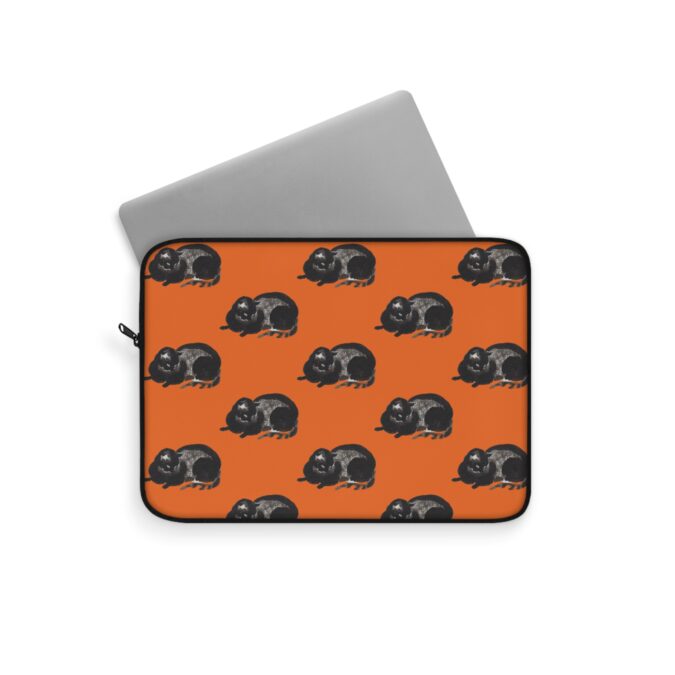 Black Cat Laptop Sleeve - Orange - Image 2