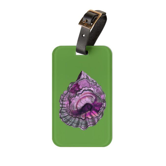 Pink Oyster Shell Luggage Tag - Lime Green