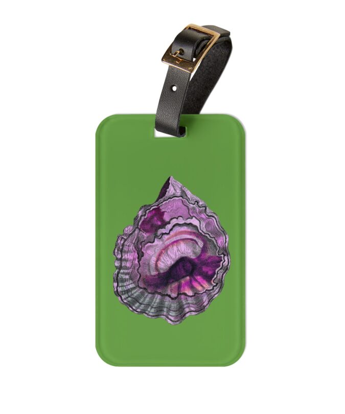 Pink Oyster Shell Luggage Tag - Lime Green