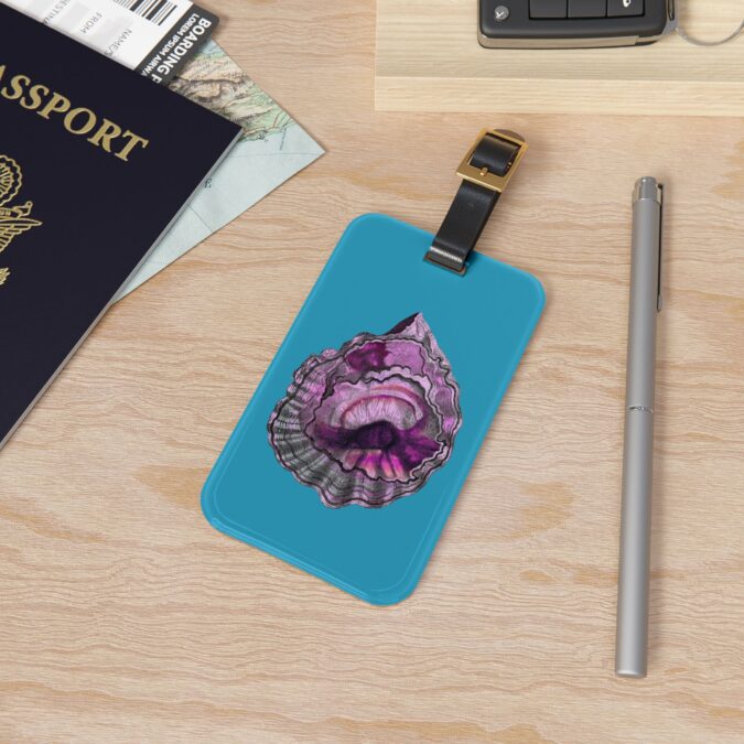 Pink Oyster Shell Luggage Tag - Turquoise - Image 4