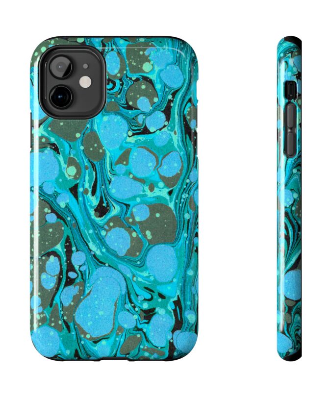 Marbled Phone Case - Aqua & Moss Green