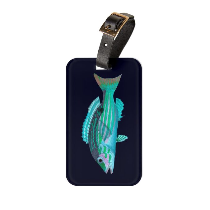 Aqua Fish Luggage Tag - Navy