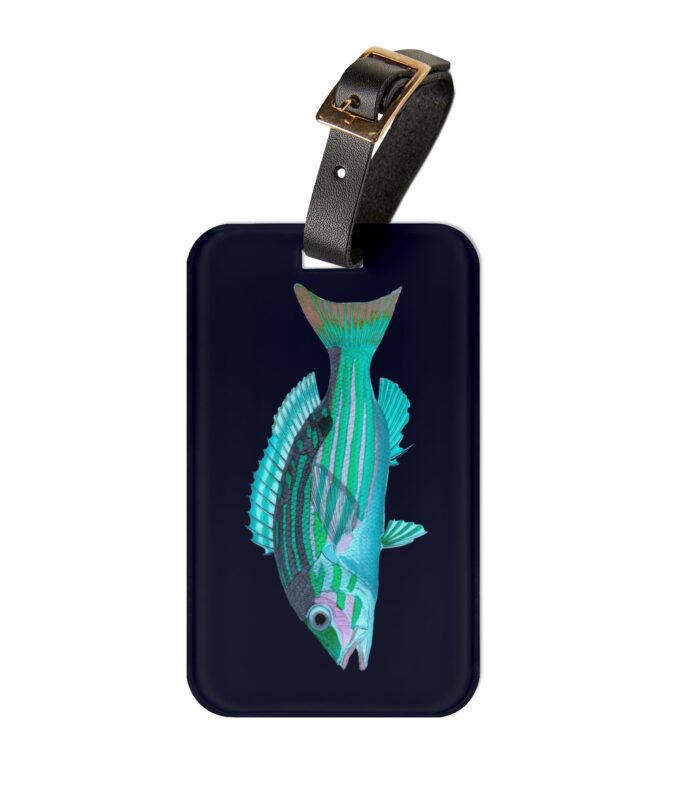 Aqua Fish Luggage Tag - Navy
