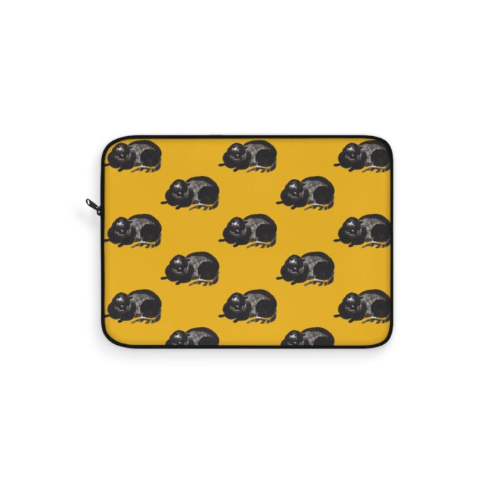 Black Cat Laptop Sleeve - Yellow