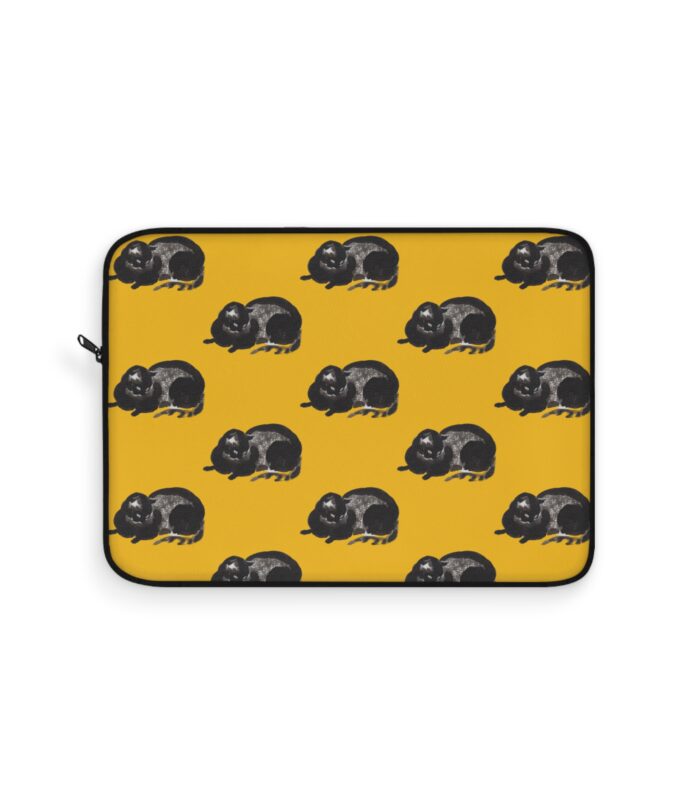 Black Cat Laptop Sleeve - Yellow