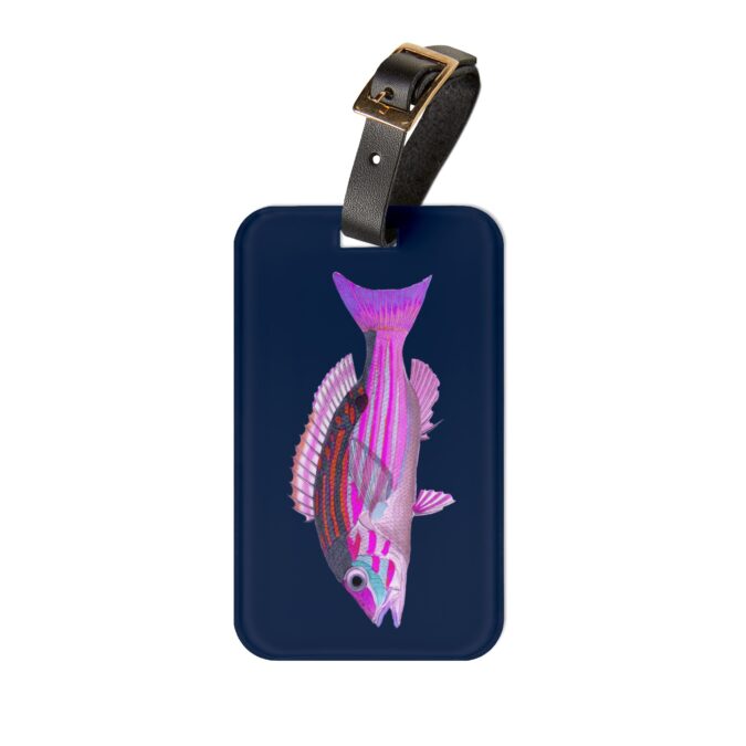 Pink Fish Luggage Tag - Navy