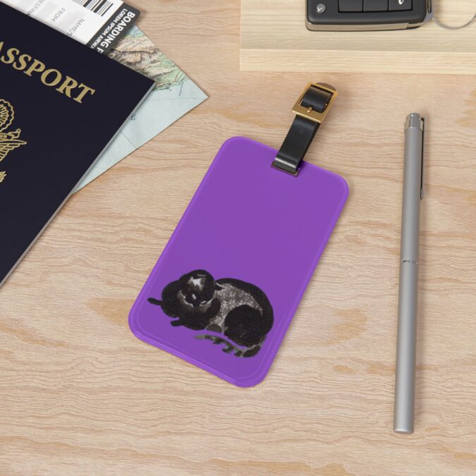 Black Cat Luggage Tag - Violet - Image 4