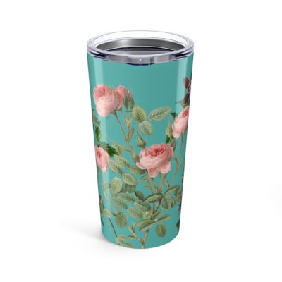 Rose, Clematis & Aster Tumbler  - Teal Blue