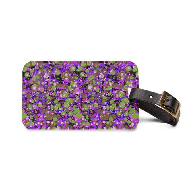 Marbled Luggage Tag - Magenta, Lime Green & Brown - Image 2