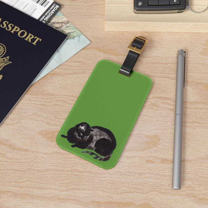 Black Cat Luggage Tag - Green - Image 4