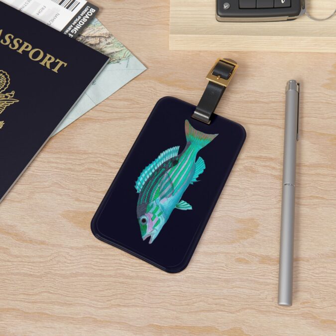 Aqua Fish Luggage Tag - Navy - Image 4
