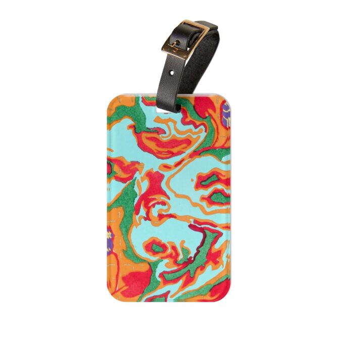 Pale Blue & Orange Abstract Luggage Tag