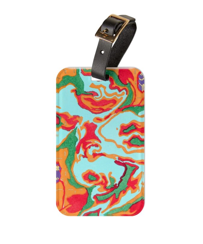 Pale Blue & Orange Abstract Luggage Tag