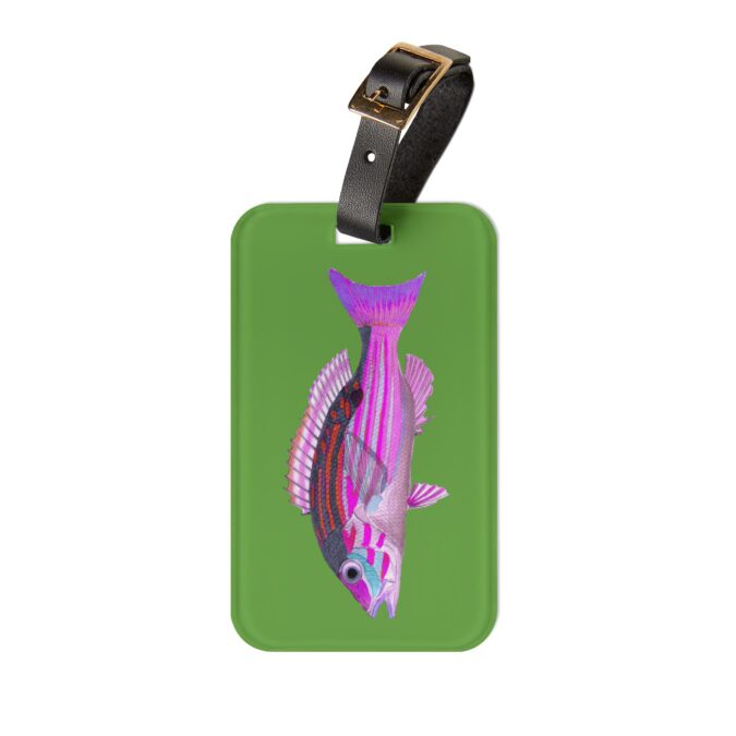 Pink Fish Luggage Tag - Green