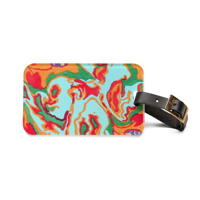 Pale Blue & Orange Abstract Luggage Tag - Image 2