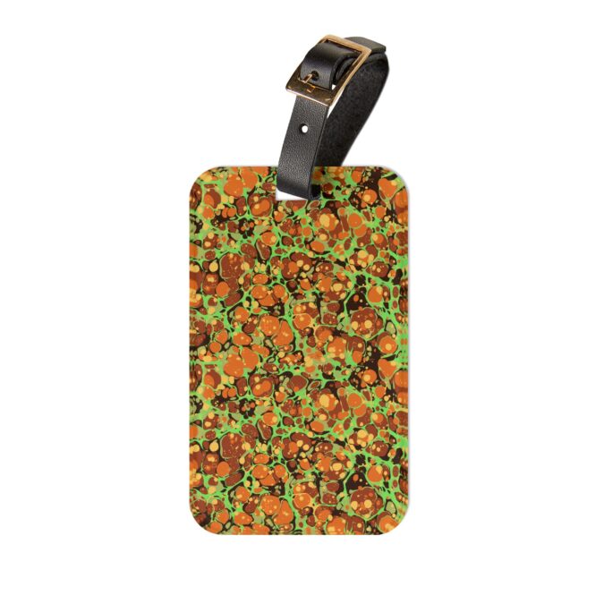 Marbled Luggage Tag - Orange, Lime Green & Black
