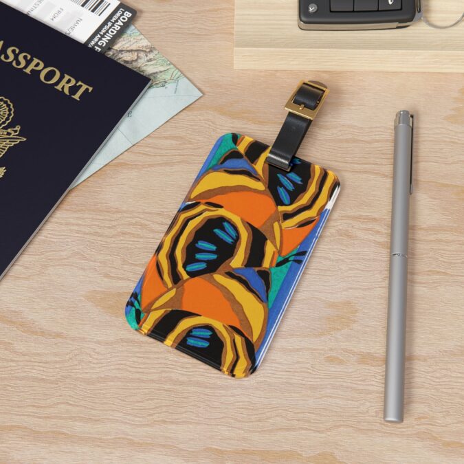 Orange, Black & Blue Abstract Luggage Tag - Image 4