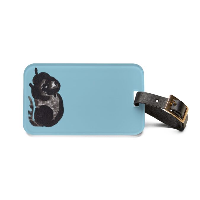 Black Cat Luggage Tag - Pale Blue - Image 2