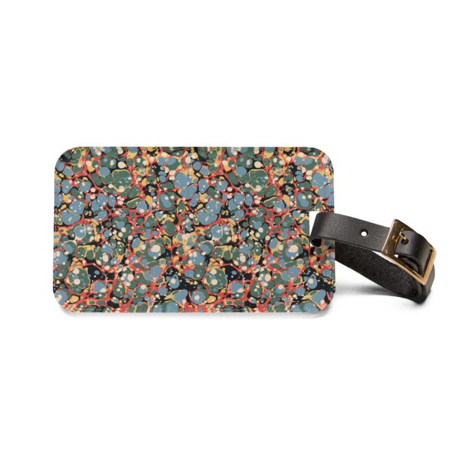 Marbled Luggage Tag - Blue, Red & Orange - Image 2