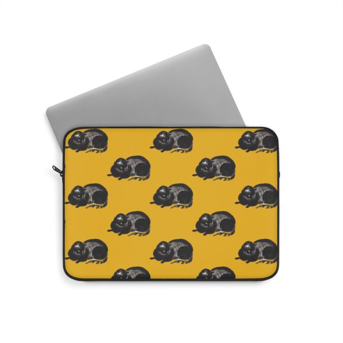 Black Cat Laptop Sleeve - Yellow - Image 5