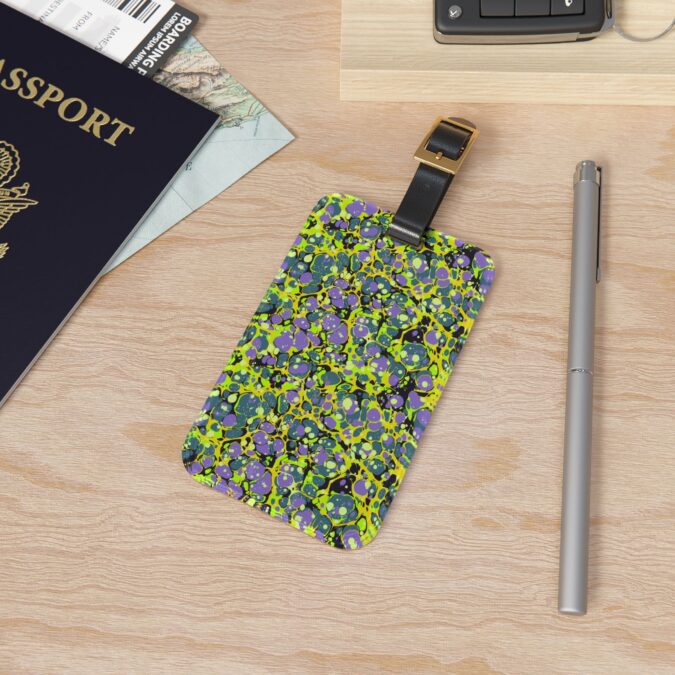 Marbled Luggage Tag - Citrine, Violet & Black - Image 4