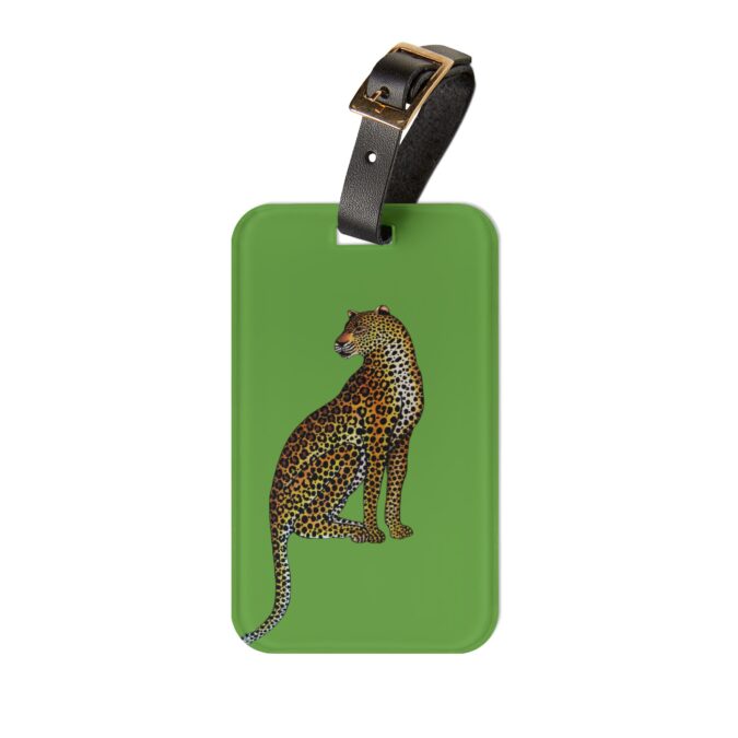 Leopard Luggage Tag - Green