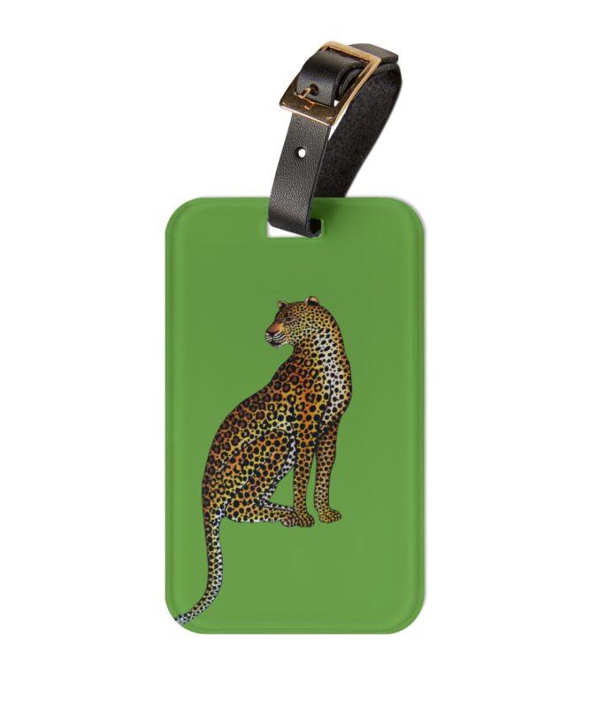 Leopard Luggage Tag - Green